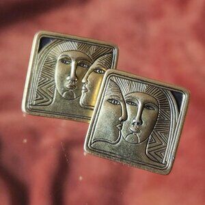 Vintage Laurel Burch "Ancient Ancestors" Square Faces Post Earrings